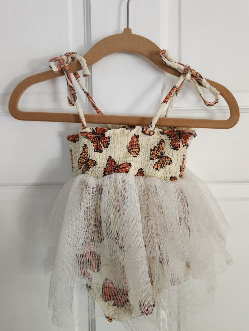 Angel Dear Butterfly Smocked Tulle Bodysuit